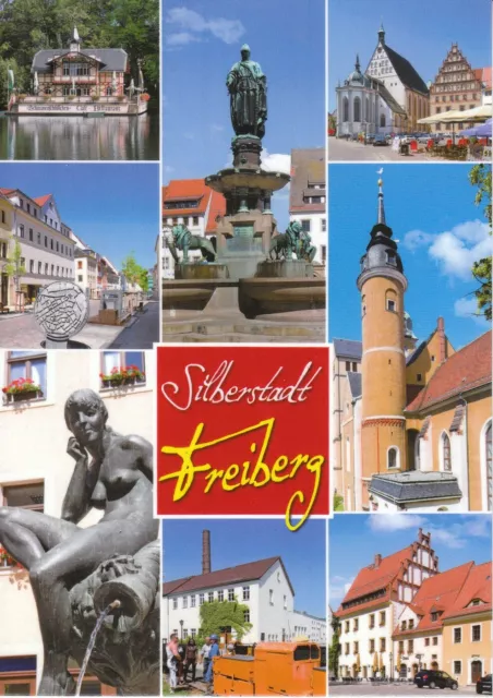 Silberstadt Freiberg Bilder Grußkarte in Hochformat Freiberger Ansichtskarte