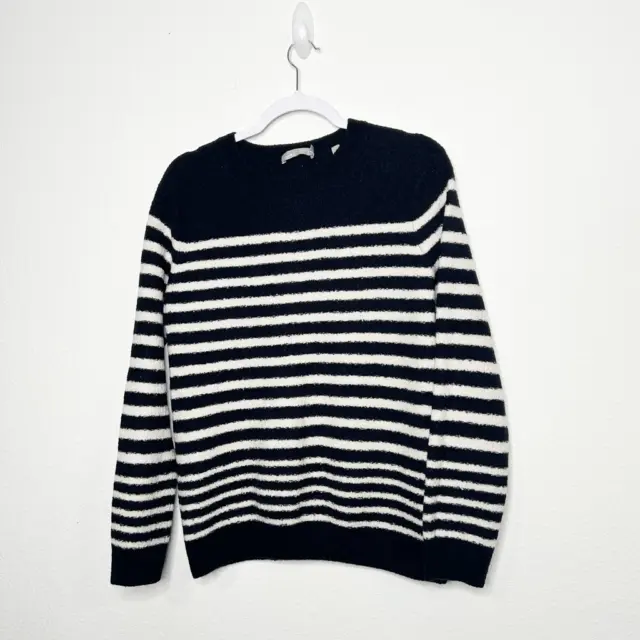 Vince Women’s Wool Navy Blue White Striped Pullover Sweater Size L