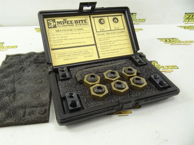 New! Set Of Mitee Bite Cam Lock T Slot Milling Clamps Tsn-625