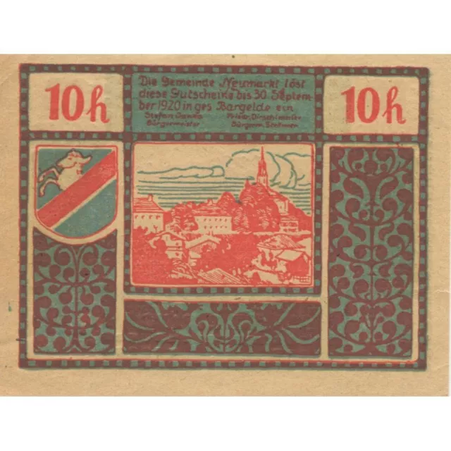 [#284199] Banknote, Austria, Salzburg, 10 Heller, village, 1920, UNC Mehl:FS