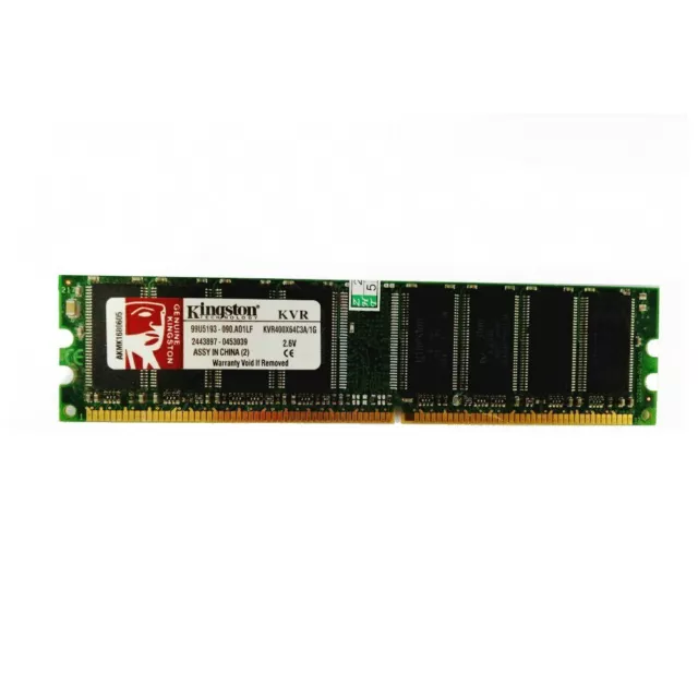 Kinston 1GB DDR 400MHz PC3200 184Pin Desktop DIMM RAM Memory KVR400X64C3A/1G