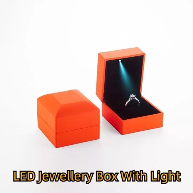 Luxury Ring Box Romantic Wedding Ring Case Jewelry Box With LED Light Orange Au