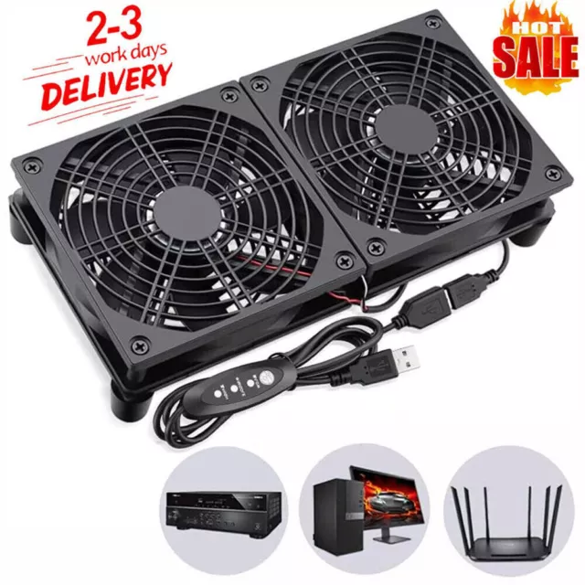 Dual Cooling Fan Adjustable Cooler Silent DC 5V USB For Computer Desktop PC Case