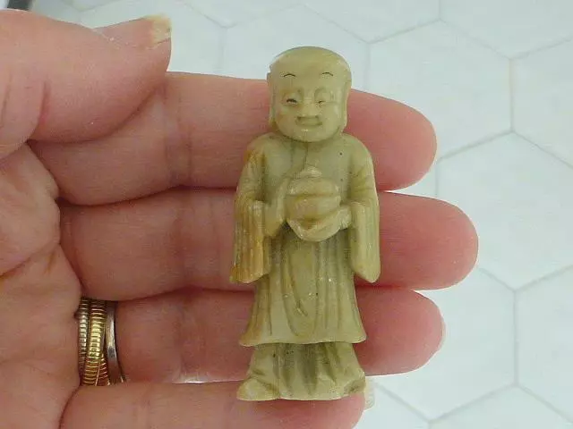 Vintage Carved Stone Chinese Immortal Figure Figurine Soapstone Japanese