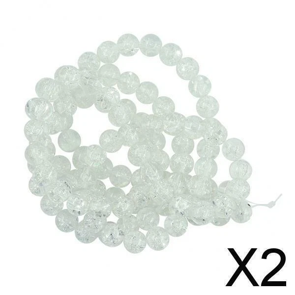2X 8mm prächtiges knistern lampwork glas runde perlen strang klar