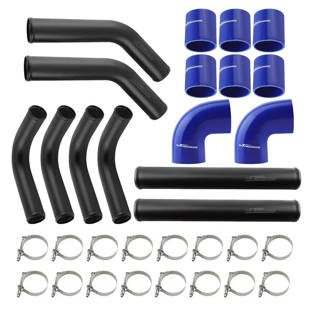 Speed Daddy 2.5" Aluminum FMIC Turbo Intercooler Piping Kit – 8pc With Couplers, Red