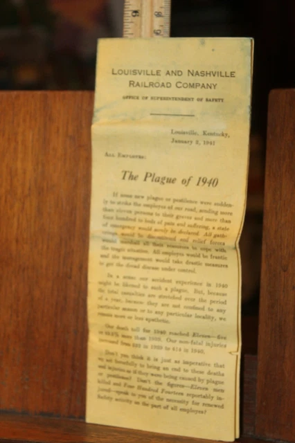 L&N Louisville Nashville Railroad Jan 2 1941 Safety Newsletter