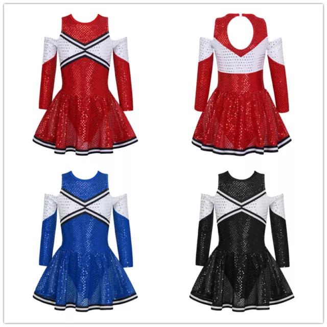 UK Girls Halloween Cheerleading Dress Cheer Leader Party Fancy Dress-Up Costume