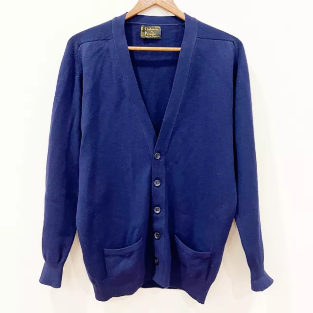 Pringle of Scotland Womens Vintage Cashmere Blue Button-Front Cardigan Size 38