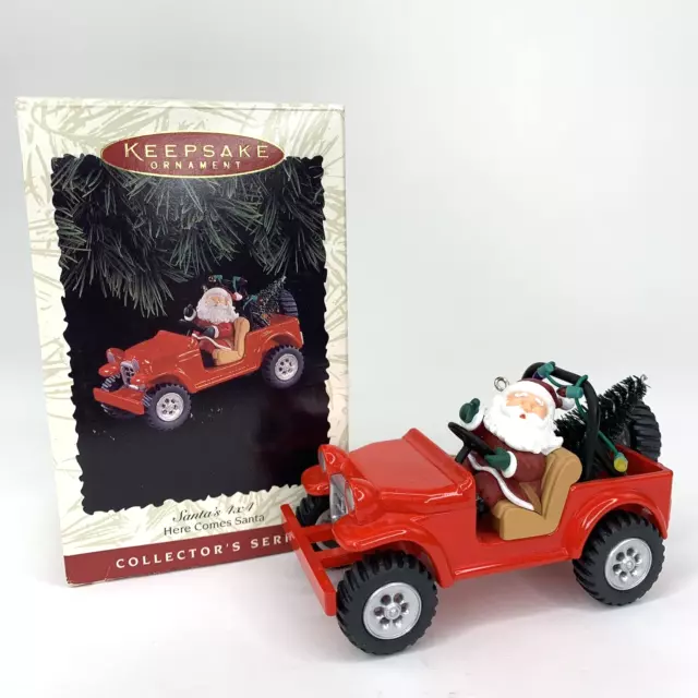 1996 Hallmark Keepsake Christmas Ornament Santa's 4x4 Jeep Here Comes Santa
