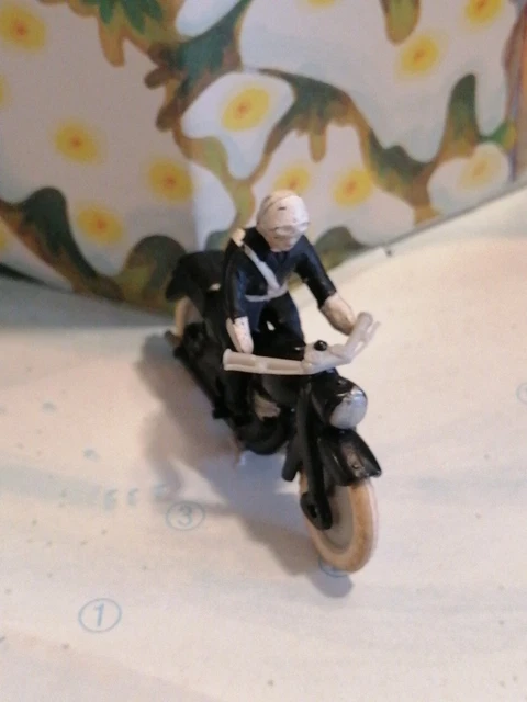 1960'S Minialuxe Plastique Moto + Motard police  7.5 cm 2