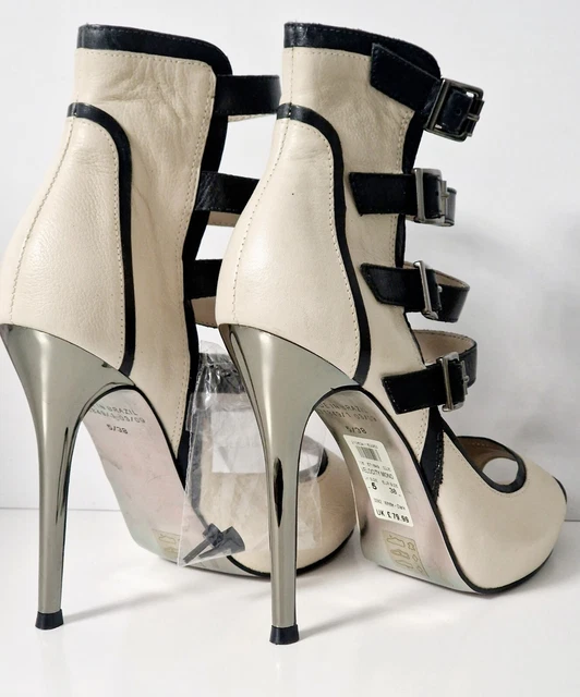 RIVER ISLAND VELOCITY Mono Nude High Heeled Leather Ankle Shoes Size EU38 UK 5 26.99 PicClick UK
