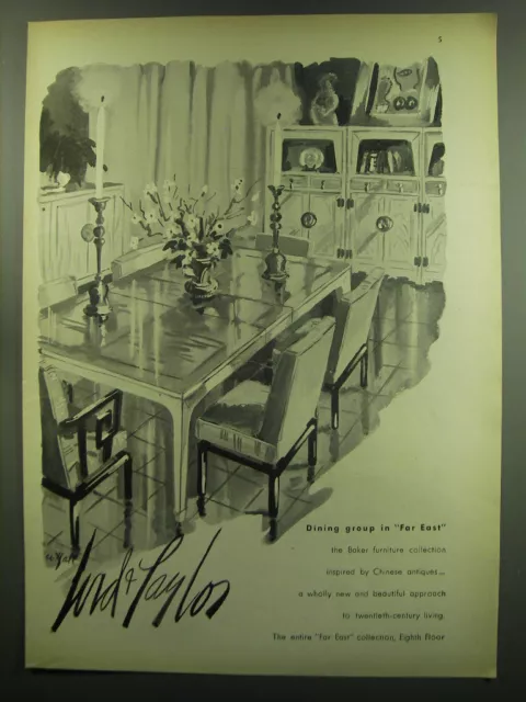1949 Lord & Taylor Baker Far East Dining Furniture Ad - Dining Group in Far East