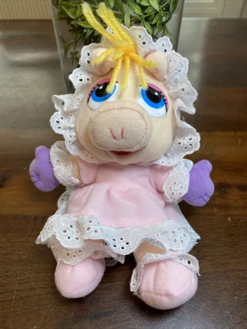 Vintage 1980’s Jim Henson Muppet Babies 9” Baby Miss Piggy Beanbag Plush! RARE!