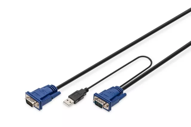 DIGITUS KVM cable - 2x VGA connector, 1x USB 2.0 connector - 5 m - for KVM conso