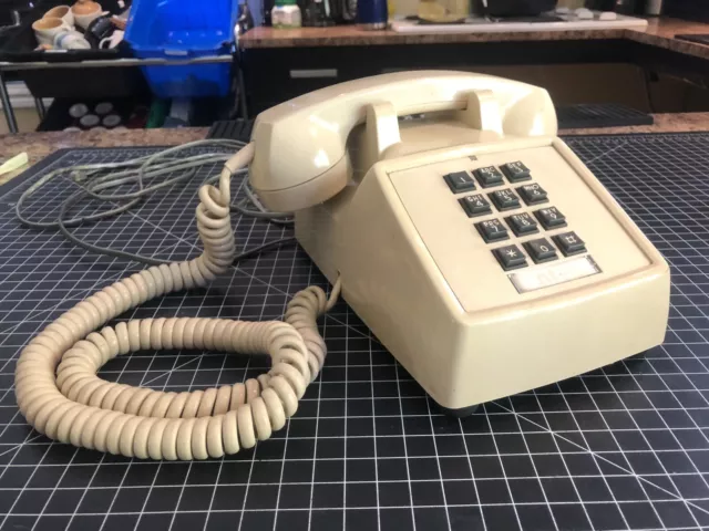 Teléfono de colección con botón pulsador tono táctil NT Northern Telecom teléfono bronceado beige años 80