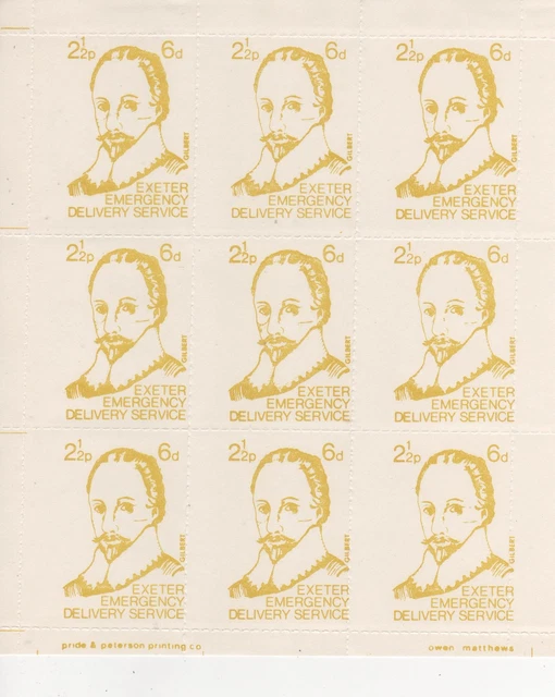 1971 POSTSTREIK "FRANCIS DRAKE" 21⁄2d/6D BLATT ETIKETTEN