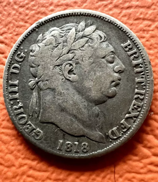 Antique 1818 Royal King George III Great Britain 6P Six Pence Silver Coin. Crest