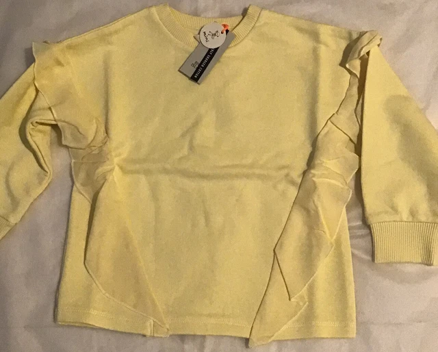 Set felpa con fronzoli gialli River Island mini ragazze età 4-5 anni chiffon nuova con etichette 3