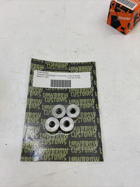 Lowbrow Customs Threaded Steel Bungs 1/2" long 5/16-18 thread 4 pack motorcycle
