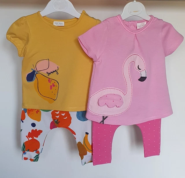 2 X Abiti, T-shirt e leggins per bambine Next, età 0-3 Mths, in perfette condizioni