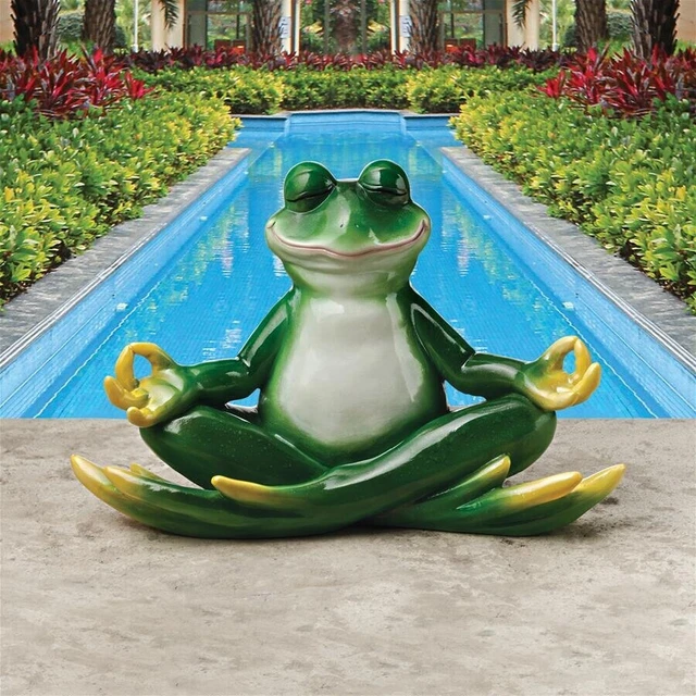 Lotus Position Yoga Frog Sculpture Meditation Zen Garden Statue