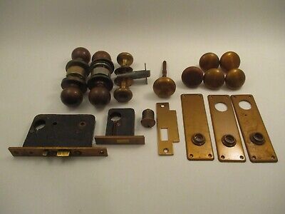 Lot Assorted Antique Vintage Brass Doorknobs Knobs Locks Latches Plates