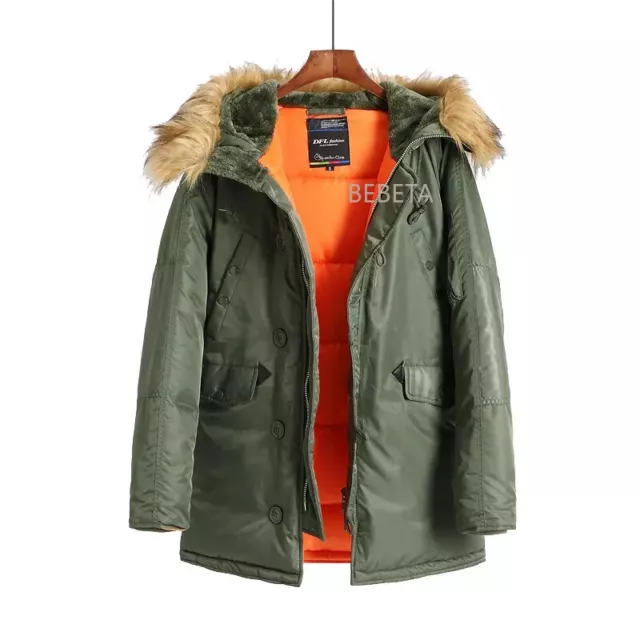 Giacca militare da uomo N-3B inverno ALASKA cappotto caldo con cappuccio aderente parka spesso