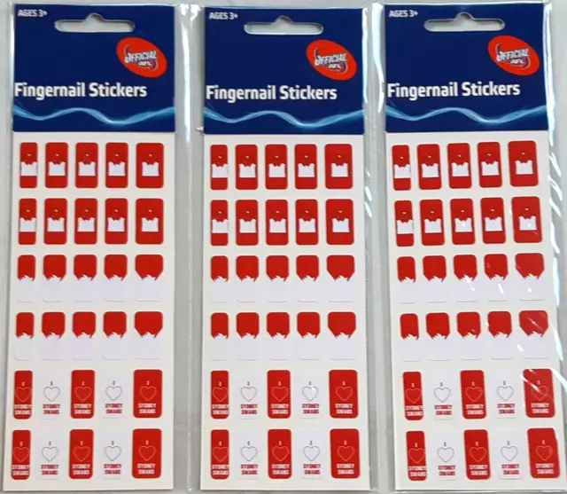 Official Afl Sydney Swans Fingernail Stickers (30 Pack)