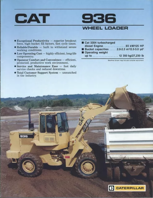 Equipment Brochure - Caterpillar - 936 - Wheel Loader - c1987 (E4325)