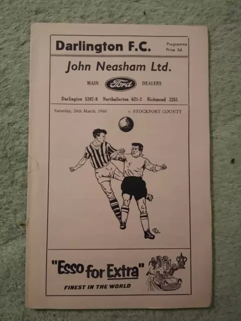 Football Programme Darlington v Stockport County Div.IV 26th March 1960