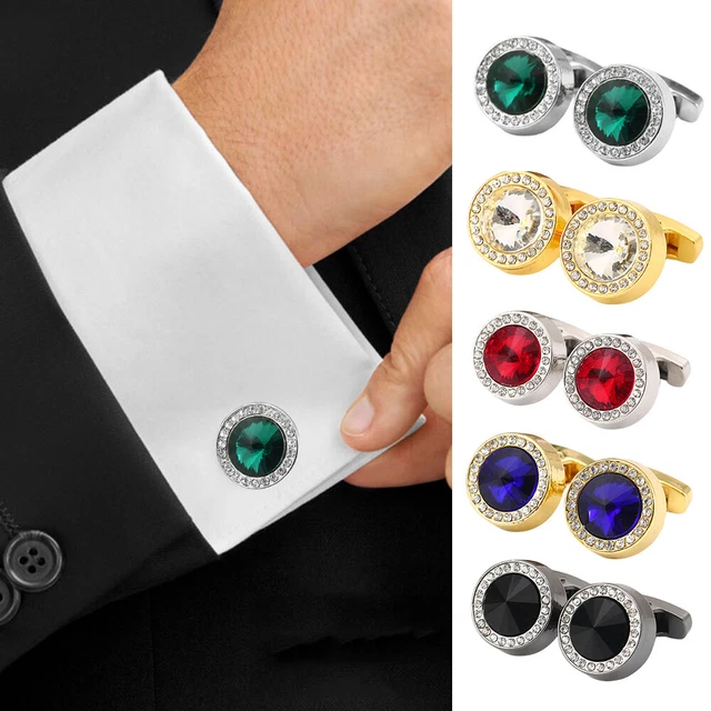 1 Paar Hemd-Anzug-Manschettenknöpfe Schmuck Strass-Kristall Klassische Mode- .