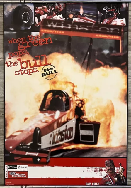 Vintage 1997 Official NO BULL Winston Drag Racing Poster GARY SCELZI