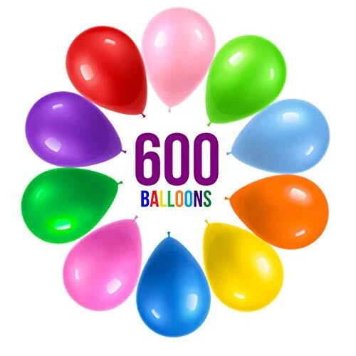 Paquete de 600 globos multicolores para fiesta - 12 pulgadas surtidos colores arco iris