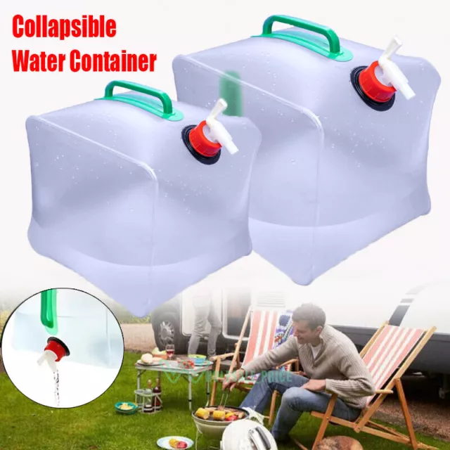 Collapsible Water Container With Spigot 5 Gallon Camping Water Storage Jug