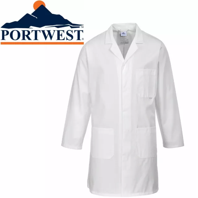 Portwest Standard Work Coat Lab Warehouse School Science Storeman Hygiene 2852