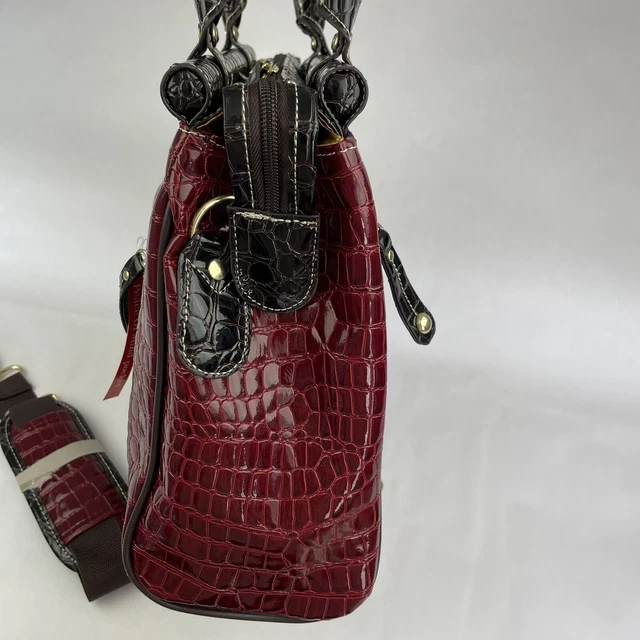 NEW Samantha Brown Croco-Embossed Dowel Travel Bag In Watermelon Red PVC 9