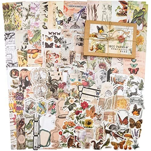 Knaid 200 Piezas De Colección Paquete Efímero Papel Decoupage Diario Chatarra Kit Chatarra...