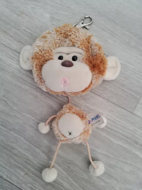 J. MONG Cute Monkey Buddy Plush Cuddly Keychain Purse from Aurora RARE 8"