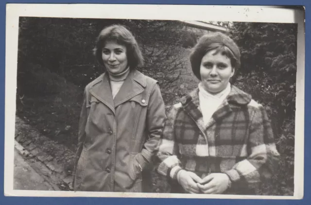 Beautiful Girls in Jackets on the Street Soviet Vintage Photo USSR