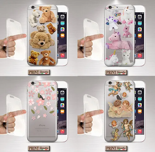 Cover per,Samsung,PELUCHE,unicorno,silicone,morbido,orsetto,TRASPARENTE,fiori