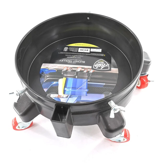 Heavy Duty 5 Gallon Auto Drive durable Bucket Dolly Mop Wash Drum Cart Rolling.