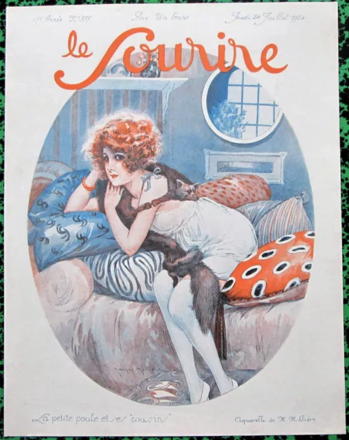 MILLIERE 1924 Vintage French Le Sourire Print SULTRY ART DECO CHEMISE GIRL