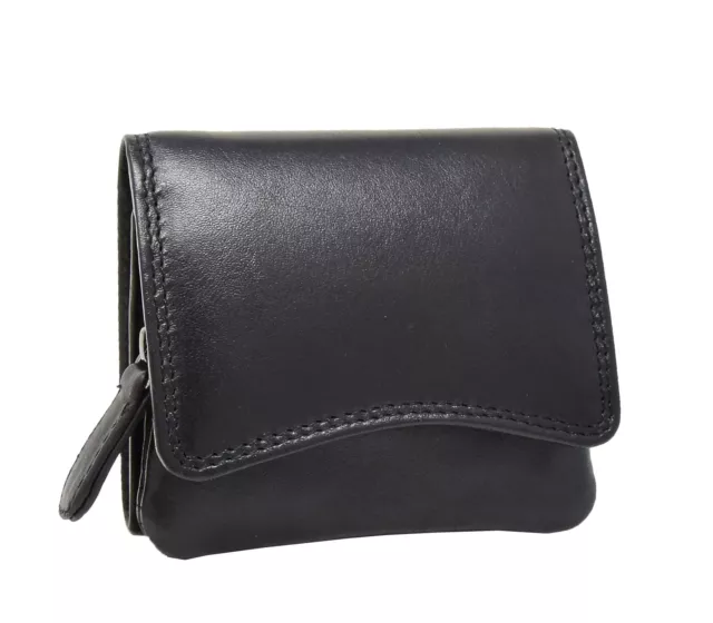 DR412 Women's Small Trifold Leather Purse Black