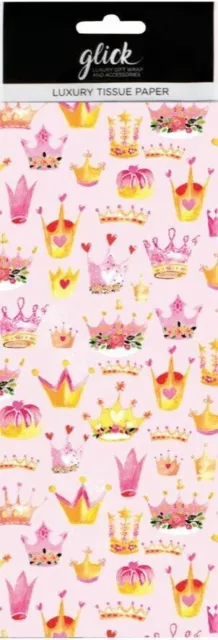 PS Princess Crowns Glick Tejido Papel 4 Hojas 50x7 5cm