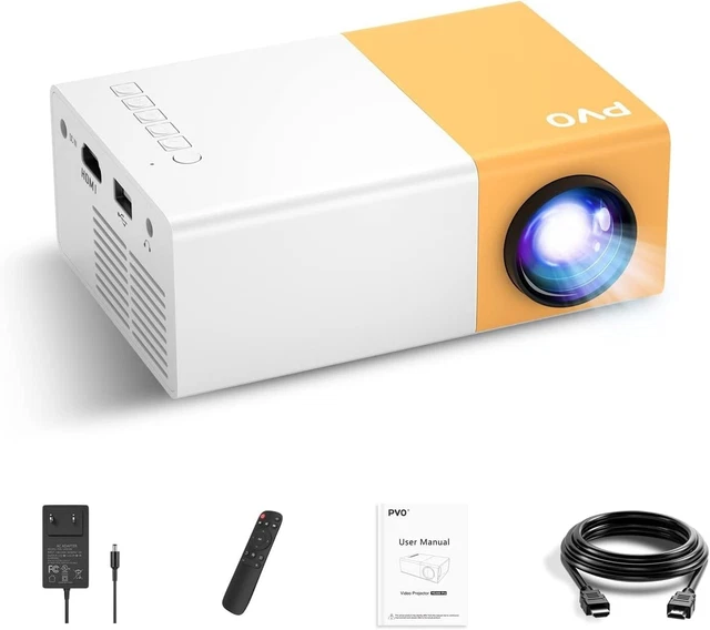 Mini, PVO Portable Movie Projector for Cartoon, Kids Gift, Outdoor, LED Pico for