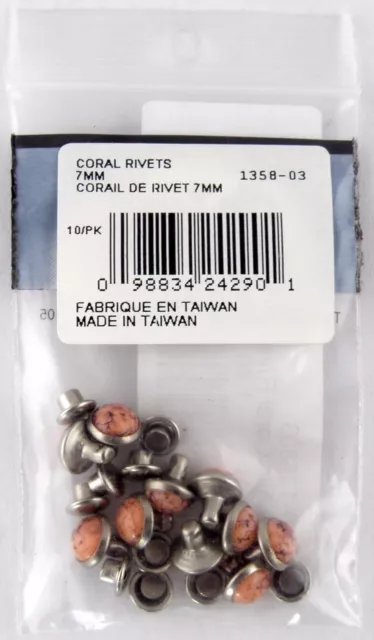 Synthetic Coral Rivets (7mm) - Pkg/10 - Tandy Leather #1358-03