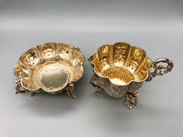 Victorian Sterling Silver Cream Jug & Sugar Bowl, London, 1889