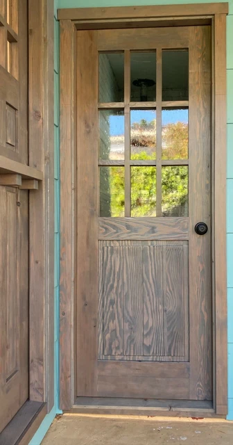 Rustic reclaimed lumber square top door solid wood story book winery seedy glass