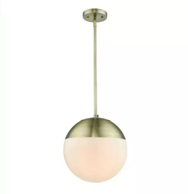 Golden Lighting 3218-L AB-AB Dixon - 1 Light Large Pendant Opal Glass Aged Brass